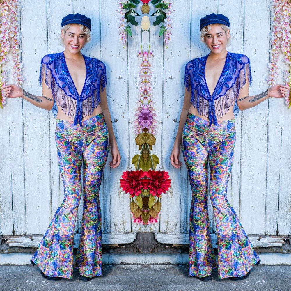 Acid Test Artwork Velvet Bell Bottoms - Warrior Within Designs